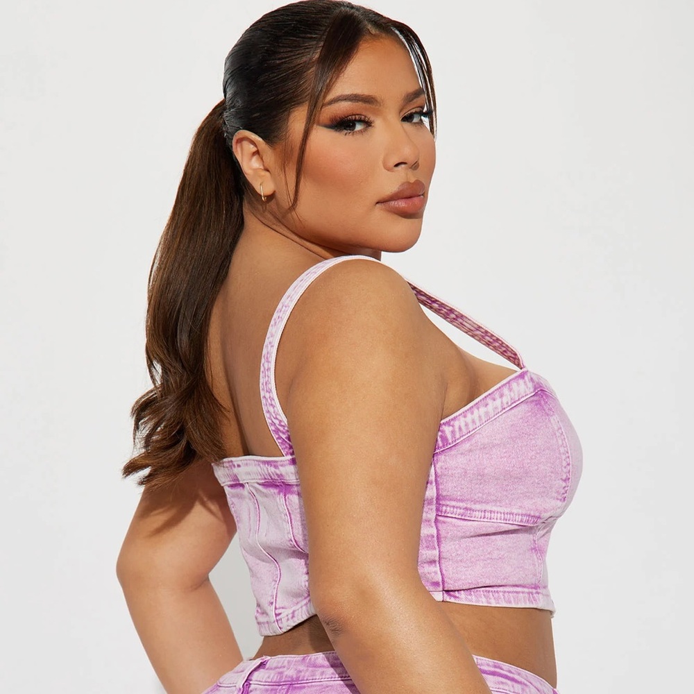 Fashion Nova Curve Plus Size Pink Denim Set - Picture 6 of 16